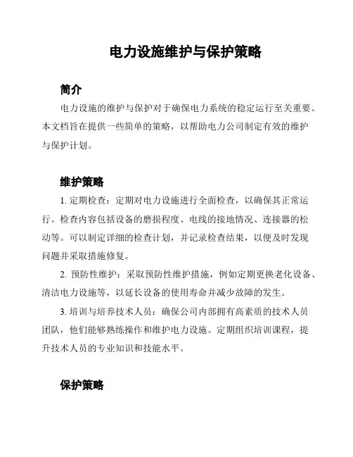 电力设施维护与保护策略