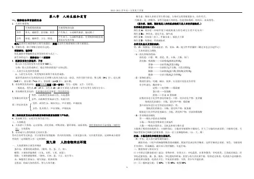 七年级生物下册生物复习学案
