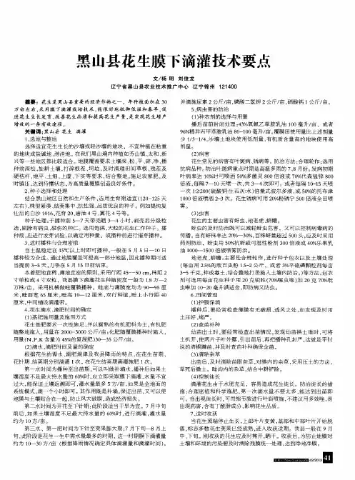 黑山县花生膜下滴灌技术要点