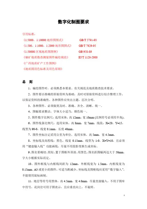 数字化制图要求