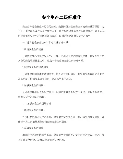 安全生产二级标准化