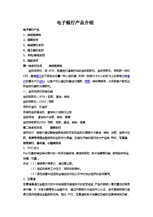 电子银行产品介绍