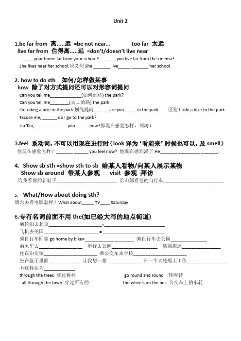 译林五年级英语下册Unit2单词短语及语法复习