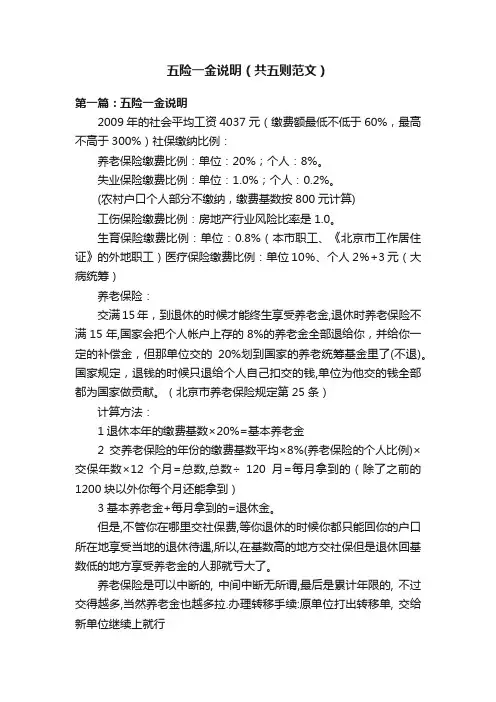 五险一金说明（共五则范文）