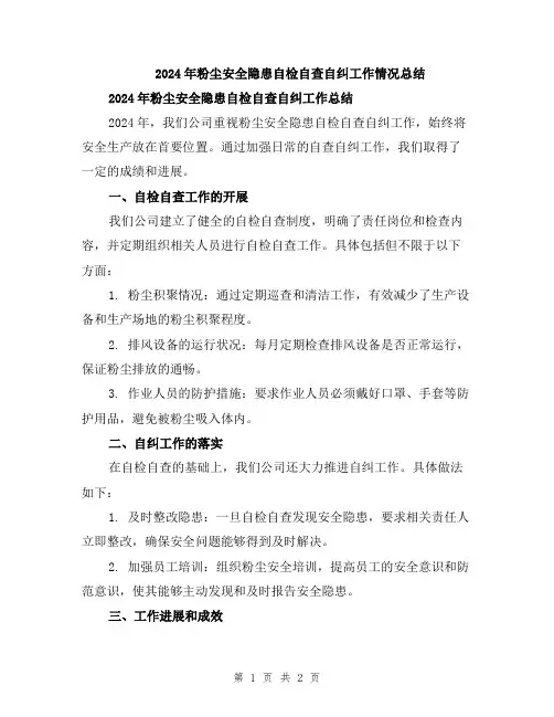 2024年粉尘安全隐患自检自查自纠工作情况总结