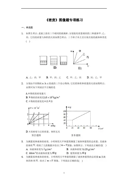 八年级物理人教版《密度》图像题专项练习(解析版)