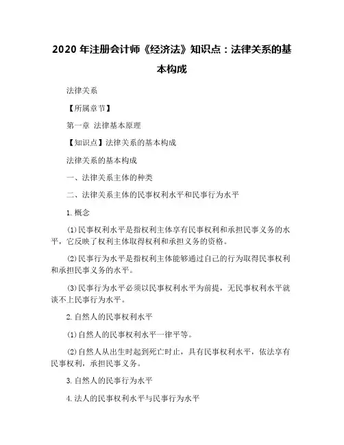 2020年注册会计师《经济法》知识点：法律关系的基本构成