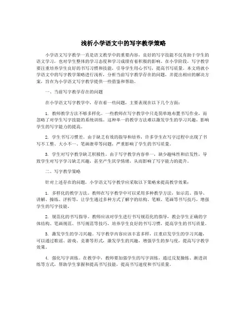 浅析小学语文中的写字教学策略