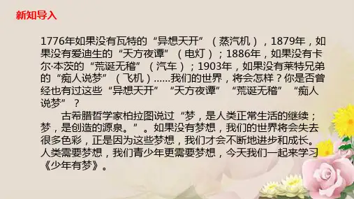 人教版道德与法治七年级上册 1.2 少年有梦 课件(共20张PPT)