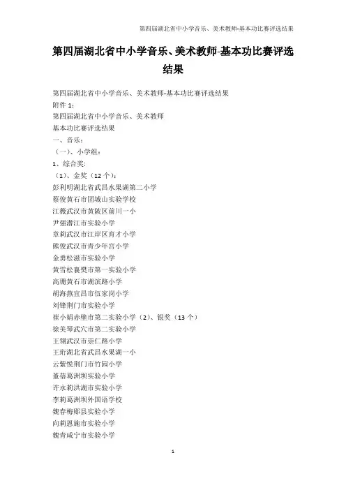 学科竞赛-第四届湖北省中小学音乐、美术教师-基本功比赛评选结果