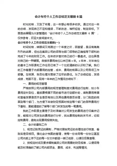 会计年终个人工作总结范文最新6篇