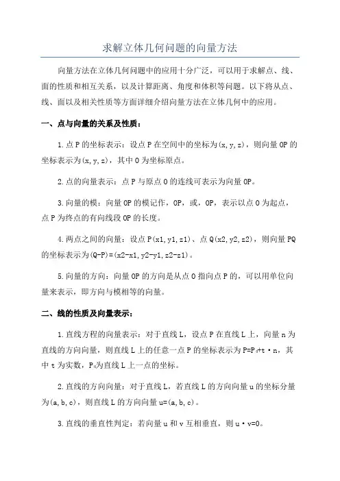 求解立体几何问题的向量方法