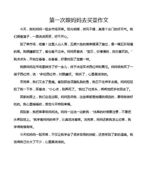 第一次跟妈妈去买菜作文