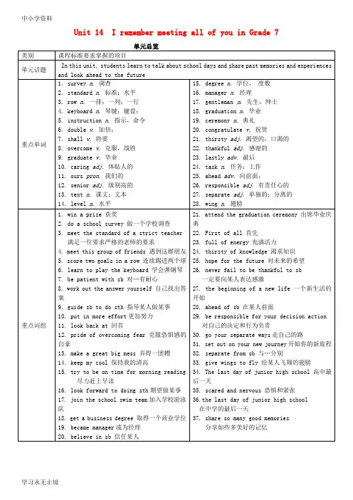 【K12教育学习资料】九年级英语全册 Unit 14 I remember meeting all