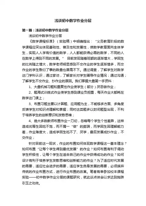 浅谈初中数学作业分层