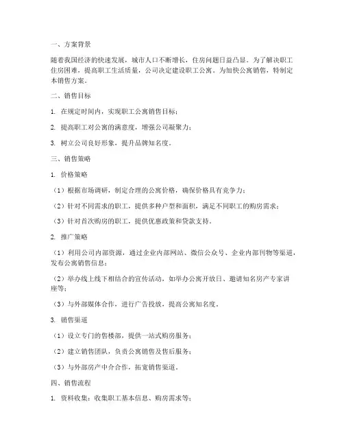 职工公寓内部销售方案