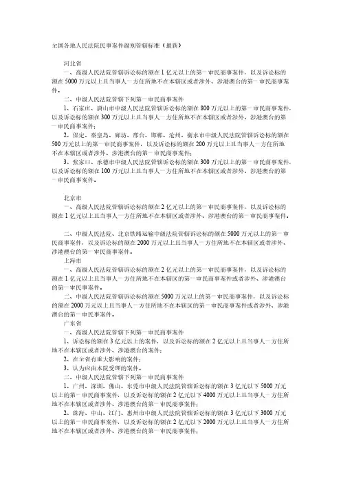 全国法院级别管辖标准-推荐下载