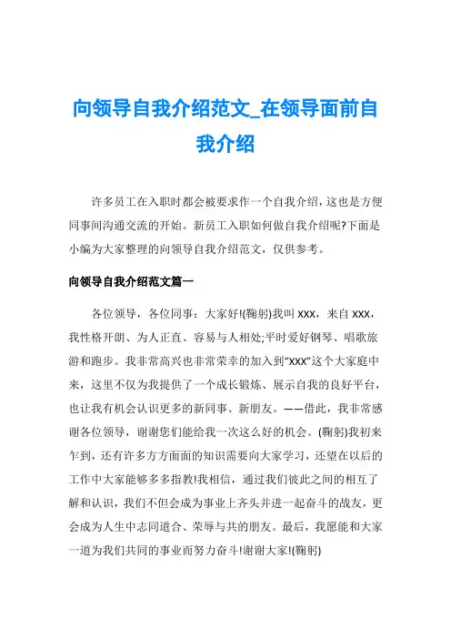 向领导自我介绍范文_在领导面前自我介绍