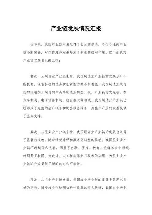 产业链发展情况汇报