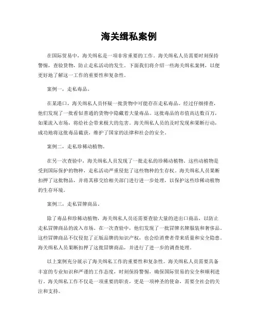 海关缉私案例