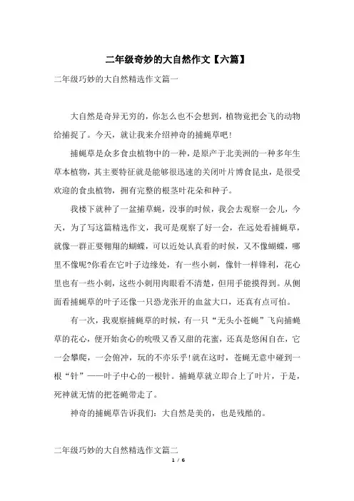 二年级奇妙的大自然作文【六篇】
