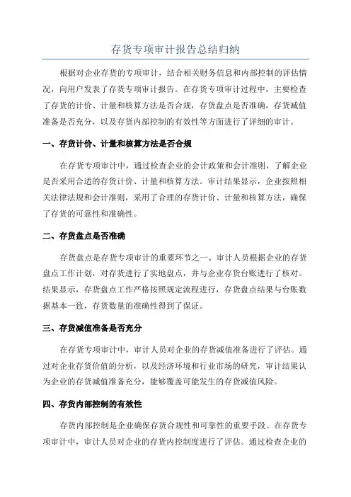 存货专项审计报告总结归纳