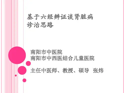 基于六经辨证谈肾脏病诊治思路张炜课件