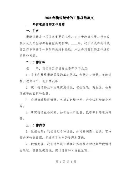 2024年街道统计的工作总结范文