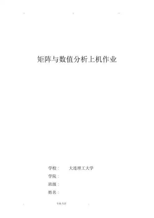 大连理工大学矩阵与数值分析上机作业
