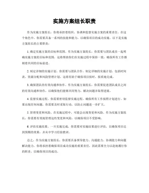 实施方案组长职责