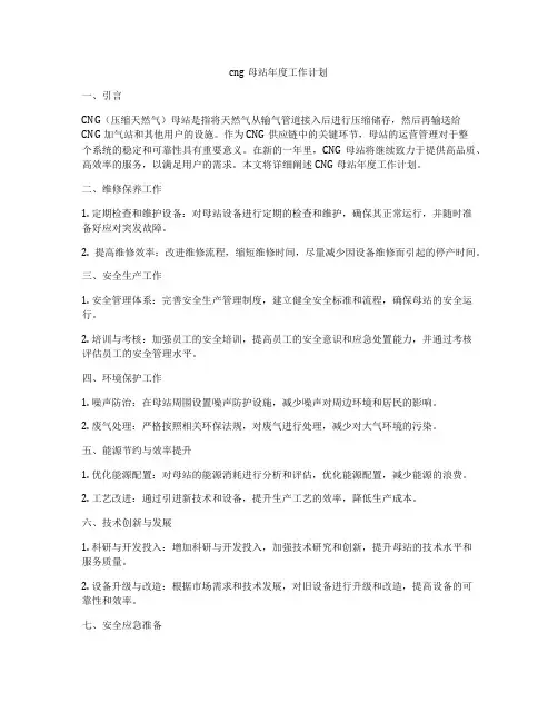 cng母站年度工作计划