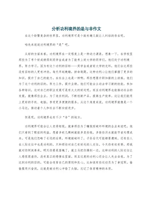 分析功利境界的是与非作文