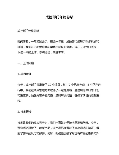 成控部门年终总结