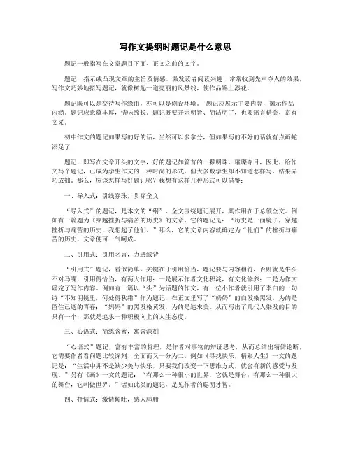 写作文提纲时题记是什么意思