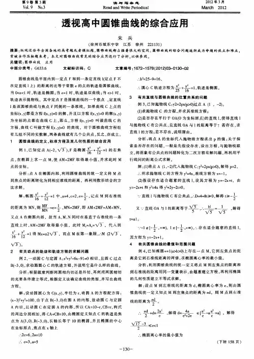 透视高中圆锥曲线的综合应用