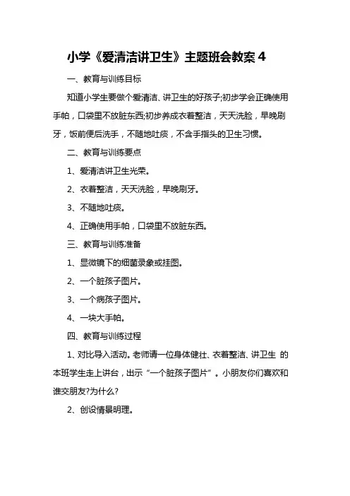 小学《爱清洁讲卫生》主题班会教案4