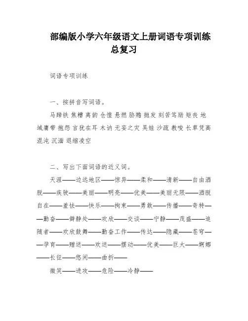部编版小学六年级语文上册词语专项训练总复习