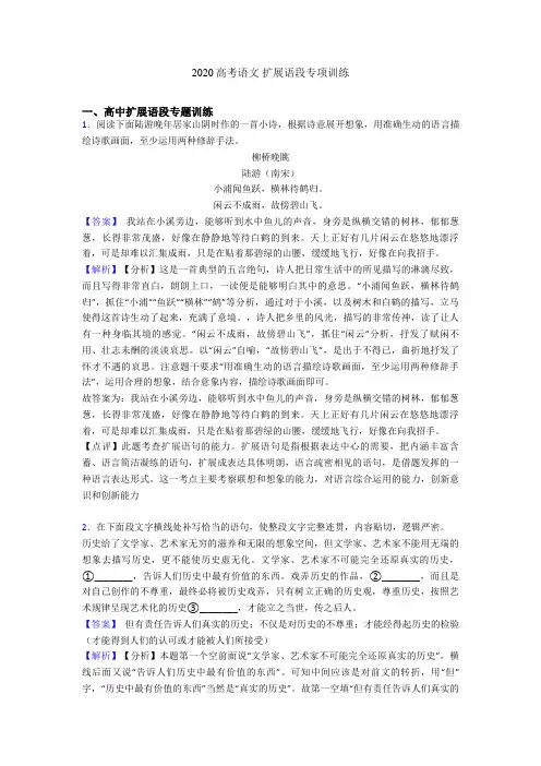 2020高考语文 扩展语段专项训练