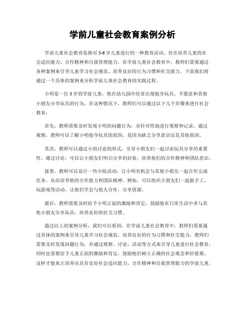 学前儿童社会教育案例分析