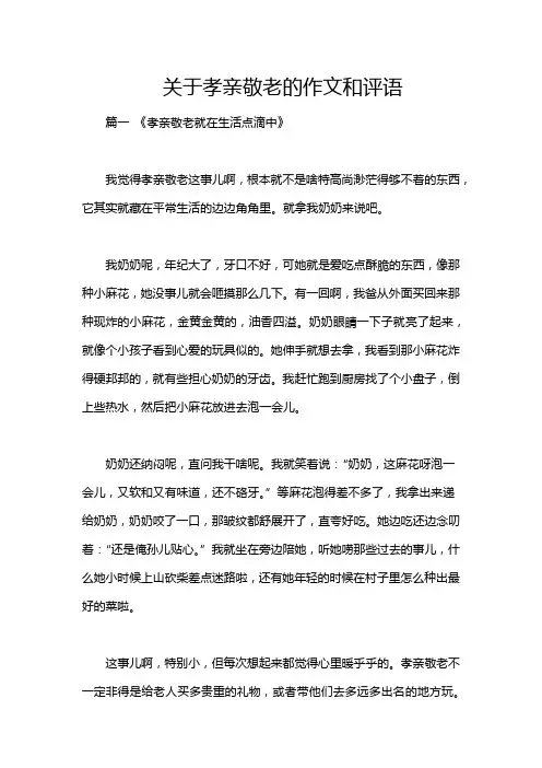 关于孝亲敬老的作文和评语