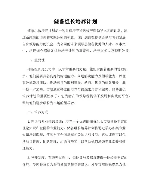 储备组长培养计划