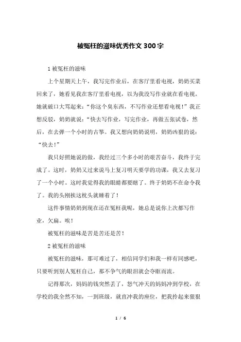 被冤枉的滋味优秀作文300字