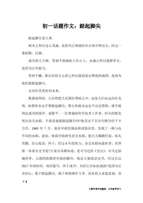 初一话题作文：踮起脚尖_初中作文
