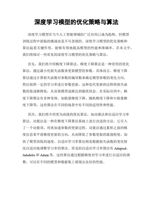 深度学习模型的优化策略与算法