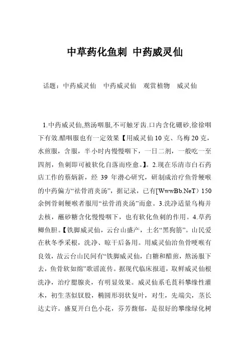 中草药化鱼刺中药威灵仙