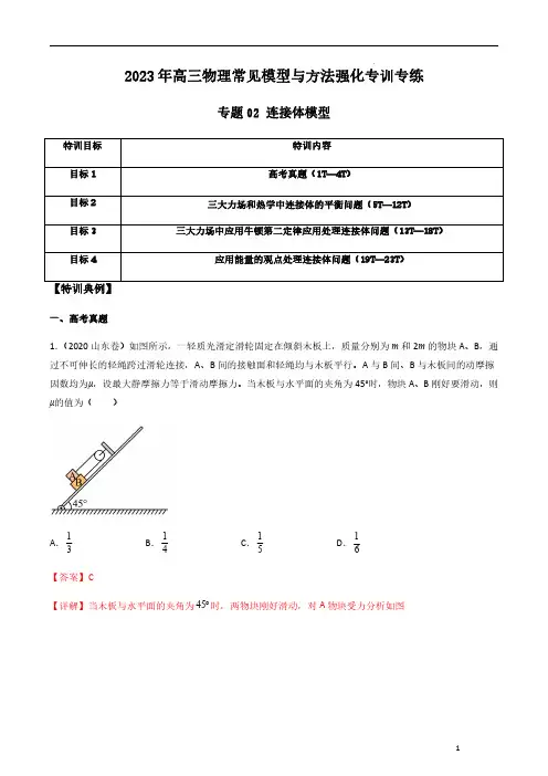 专题02 连接体模型-2023年高三物理常见模型与方法强化专训专练(解析版)(解析版)