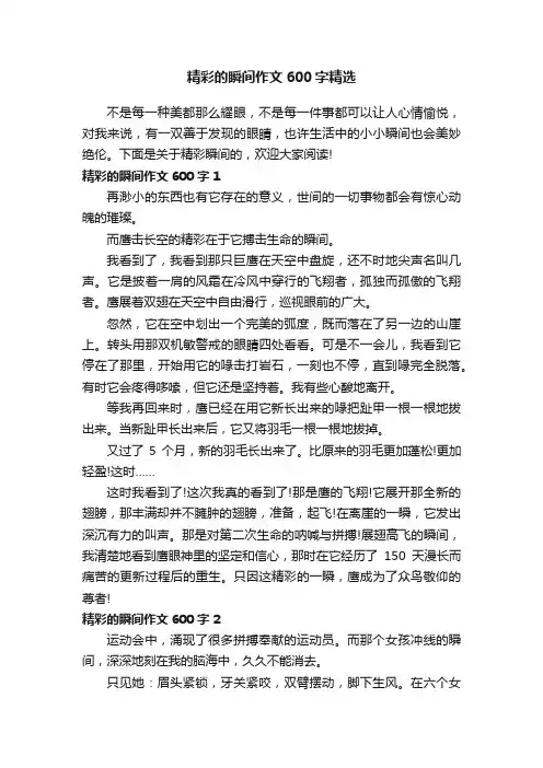 精彩的瞬间作文600字精选