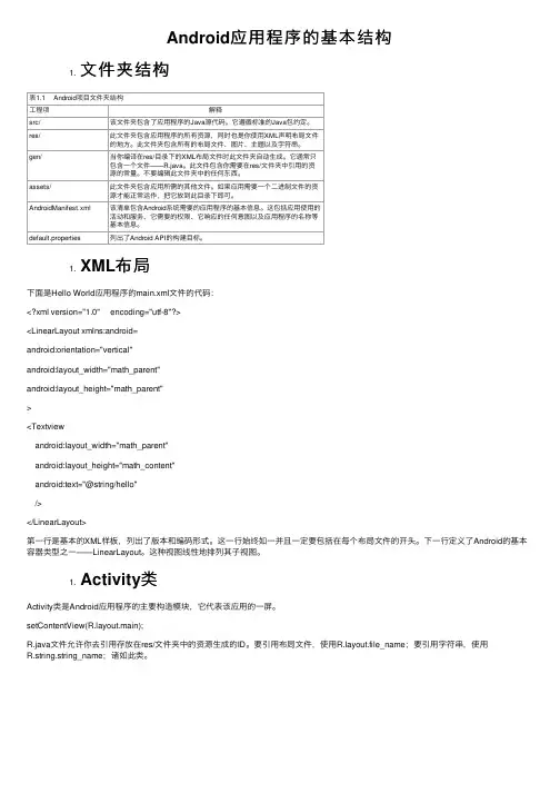 Android应用程序的基本结构