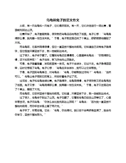 乌龟和兔子的范文作文