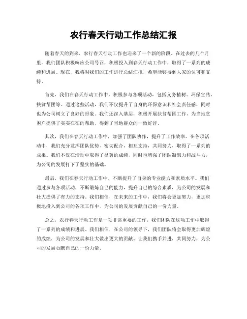 农行春天行动工作总结汇报